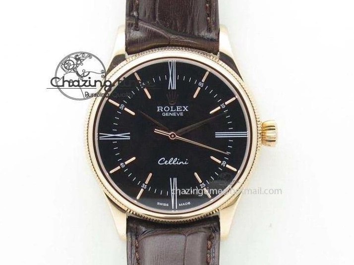 Markers Edition on Date BP Real Stick Cellini Black SA3165 RG 50519 Best Black Maker Dial Strap Leather 0725